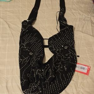 Edikted Black and Silver Embellished Top